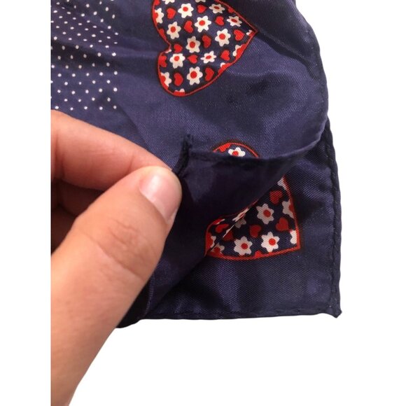 Red White Blue Multi Print Floral Heart Neck Scarf Patriotic USA America - Picture 6 of 16